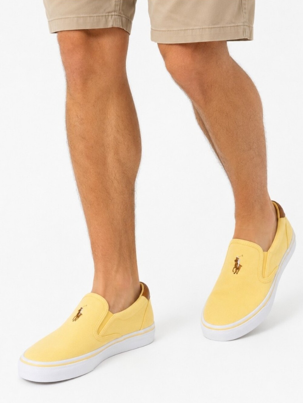 NWT Polo Ralph Lauren Thompson Yellow Canvas Slip-On Shoes Embroider Pony Sz 7.5
